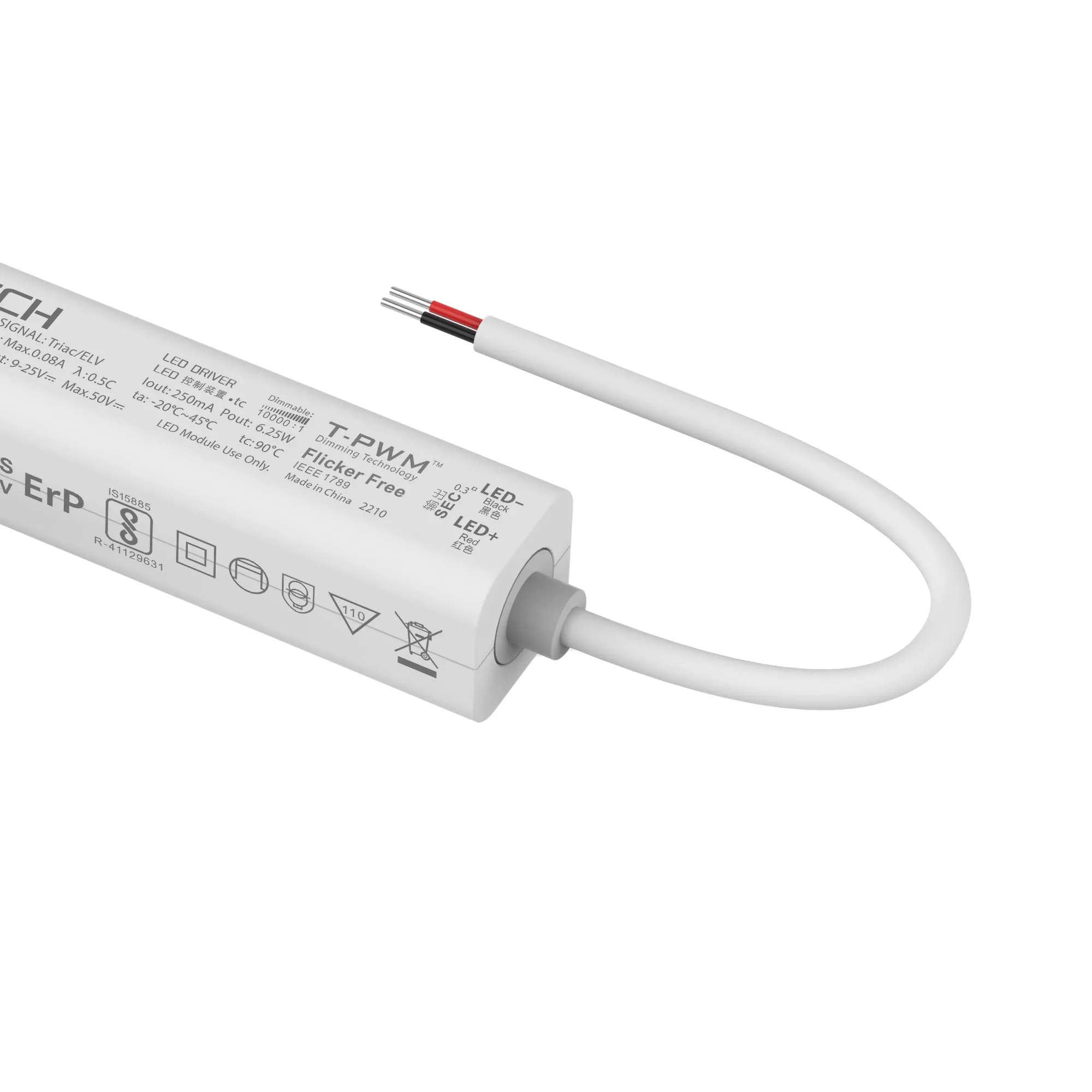 Triac/ELV, PWM,6W, C. Current Dimmable Driver, 250mA, DC:9-42Vdc, EFF>70%, IP20. SE-6-250-G1T  LTECH Triac Constant Current